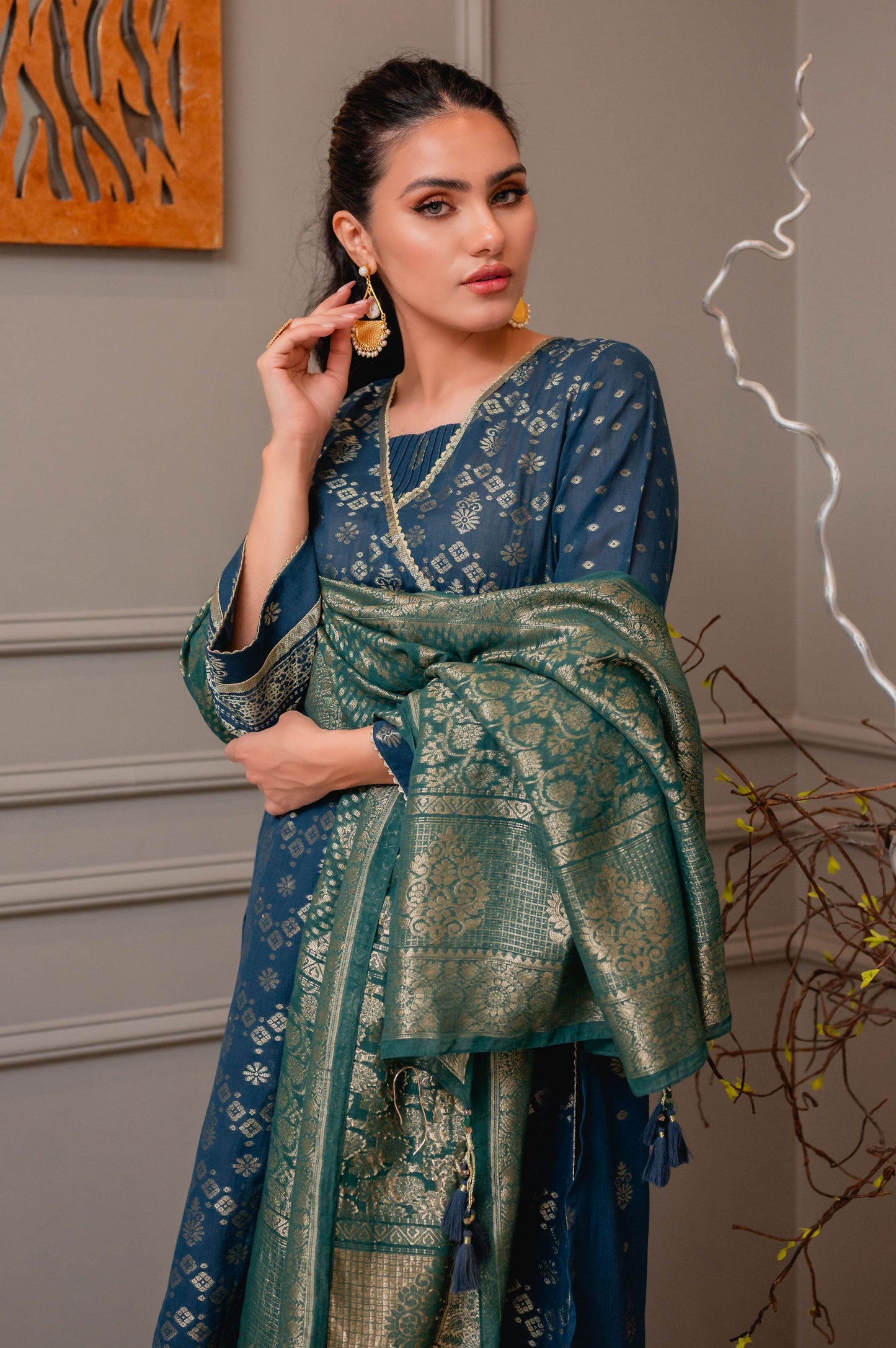 Stitched 3 Piece Jacquard Suit