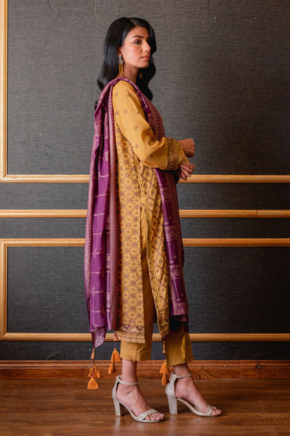 Stitched 3 Piece Jacquard Suit