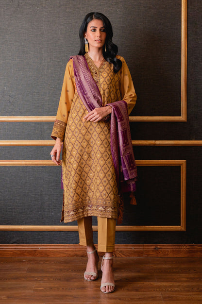 Stitched 3 Piece Jacquard Suit
