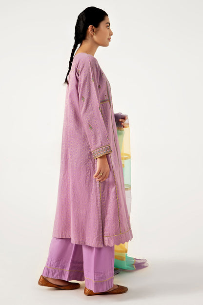 Stitched 3 Piece Maysuri Jacquard with Shaded Organza Suit