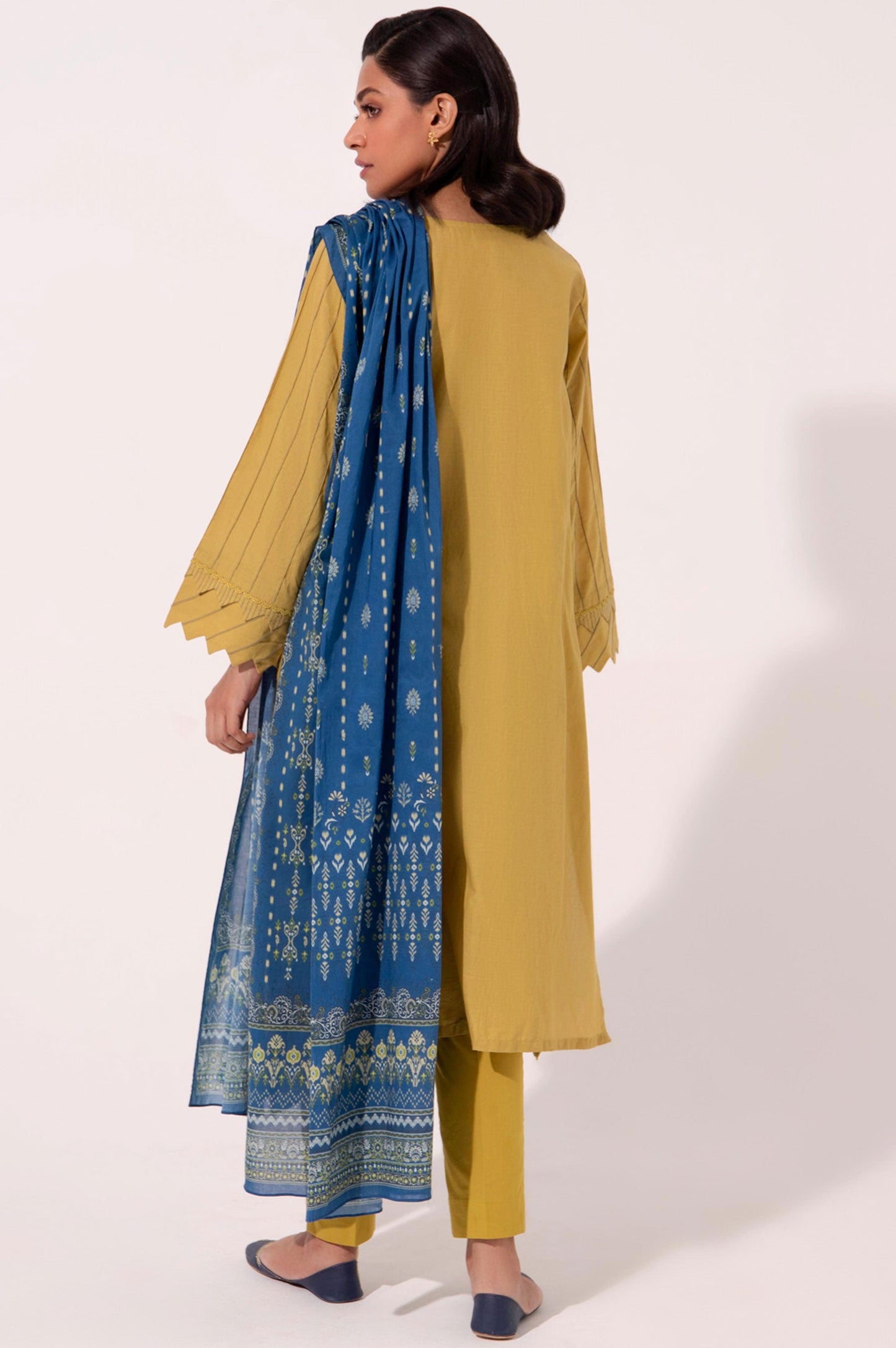 Stitched 3 Piece Embroidered Cambric with Printed Voile Slub Suit