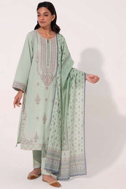 Stitched 3 Piece Embroidered Cambric Shirt with Voile Slub Dupatta
