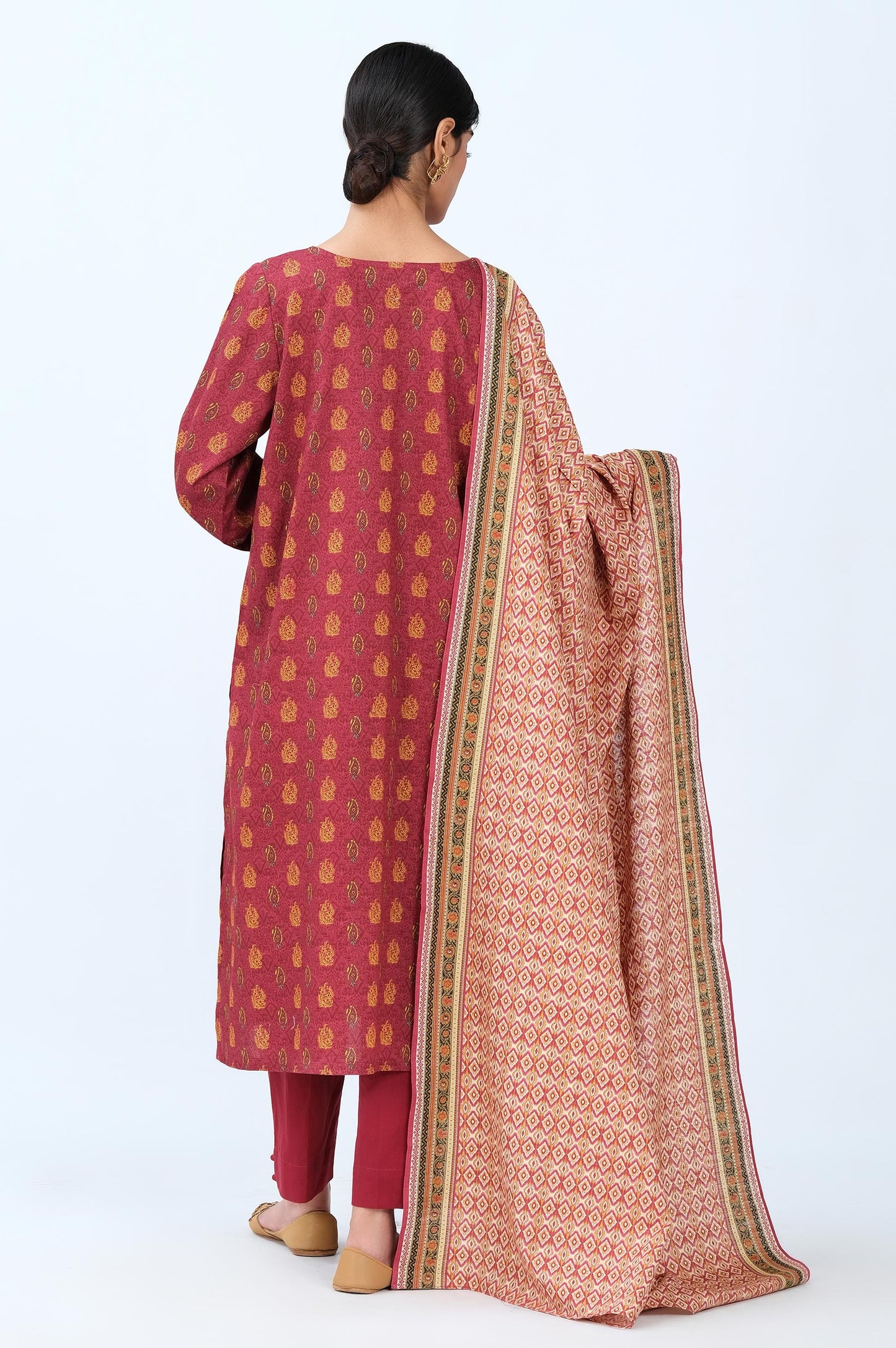 Stitched 3 Piece Printed Cottel with Khaddar Suit
