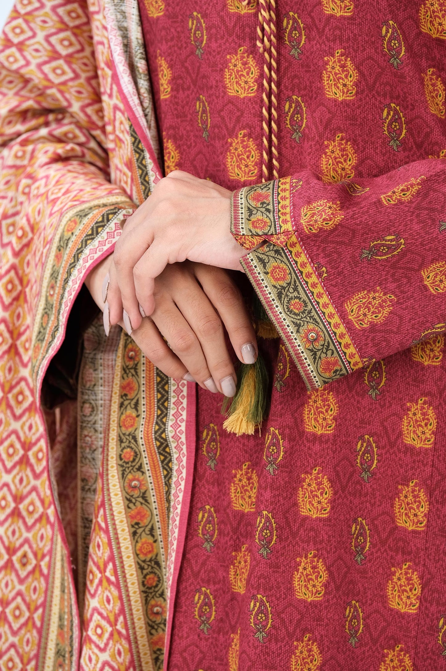 Stitched 3 Piece Printed Cottel with Khaddar Suit