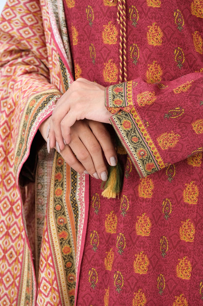 Stitched 3 Piece Printed Cottel with Khaddar Suit
