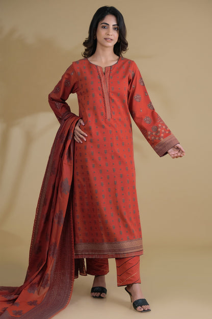 Stitched 3 Pieces Dyed Jacquard Suit