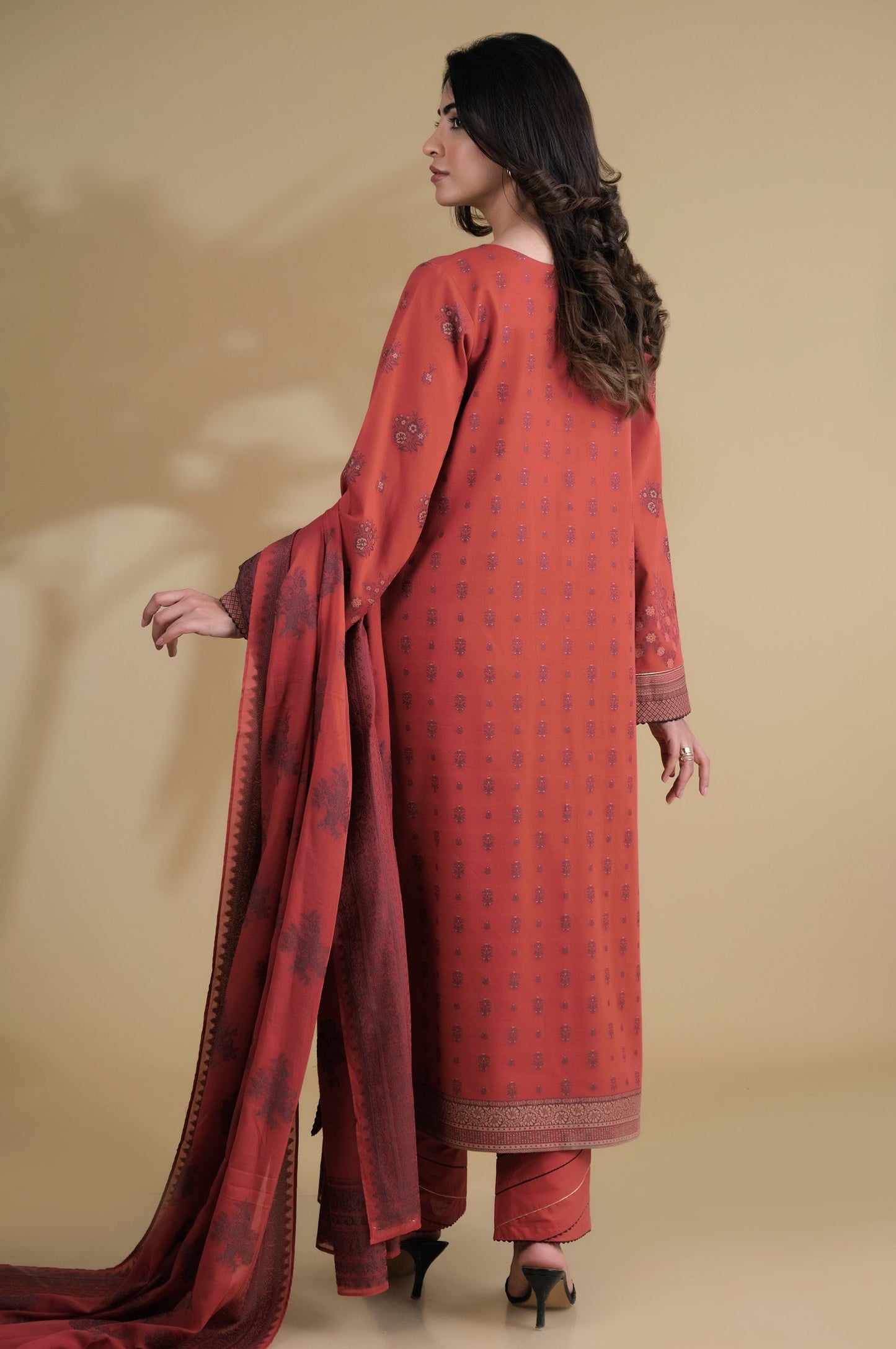 Stitched 3 Pieces Dyed Jacquard Suit