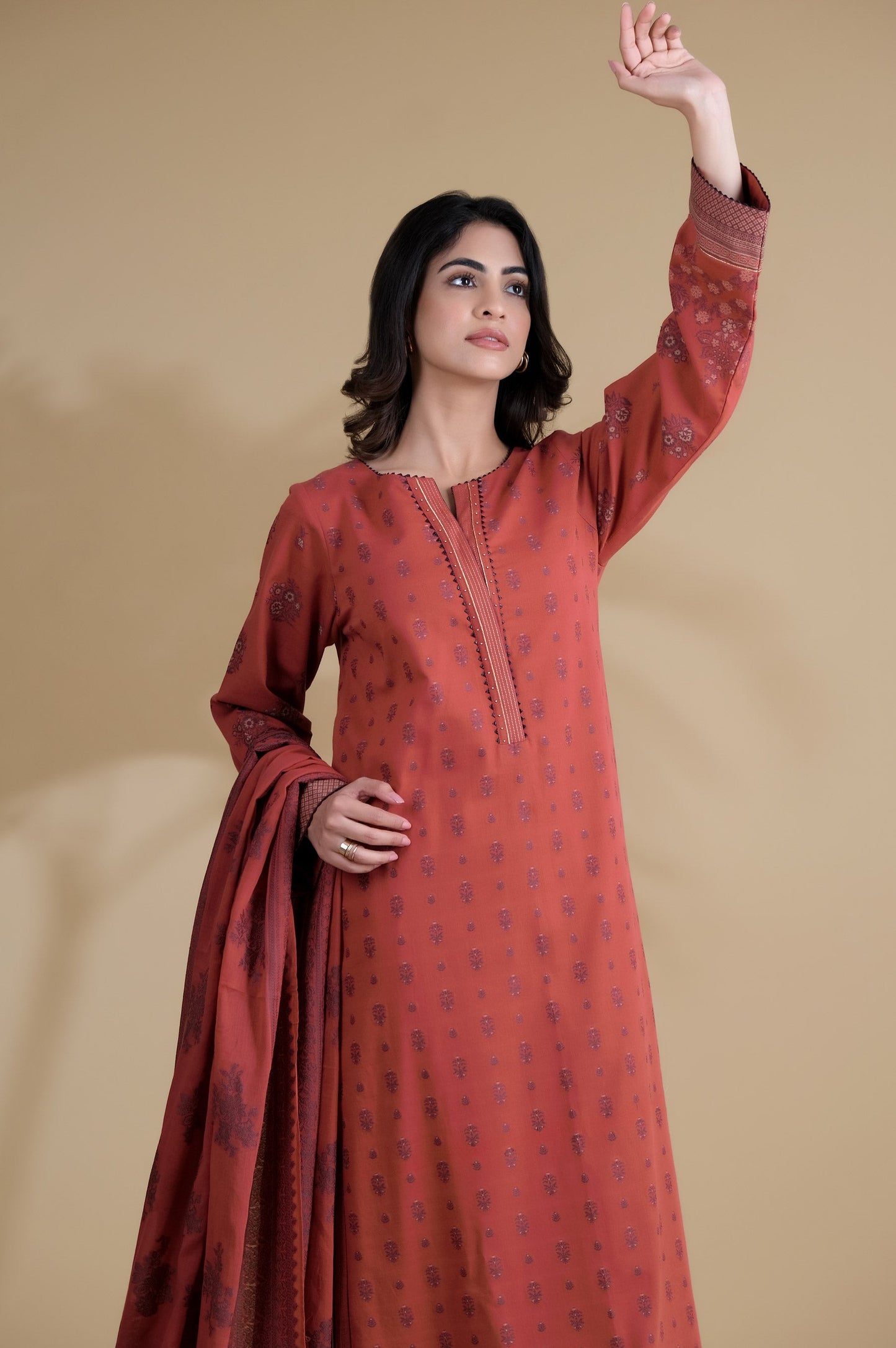 Stitched 3 Pieces Dyed Jacquard Suit