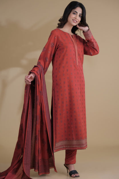 Stitched 3 Pieces Dyed Jacquard Suit