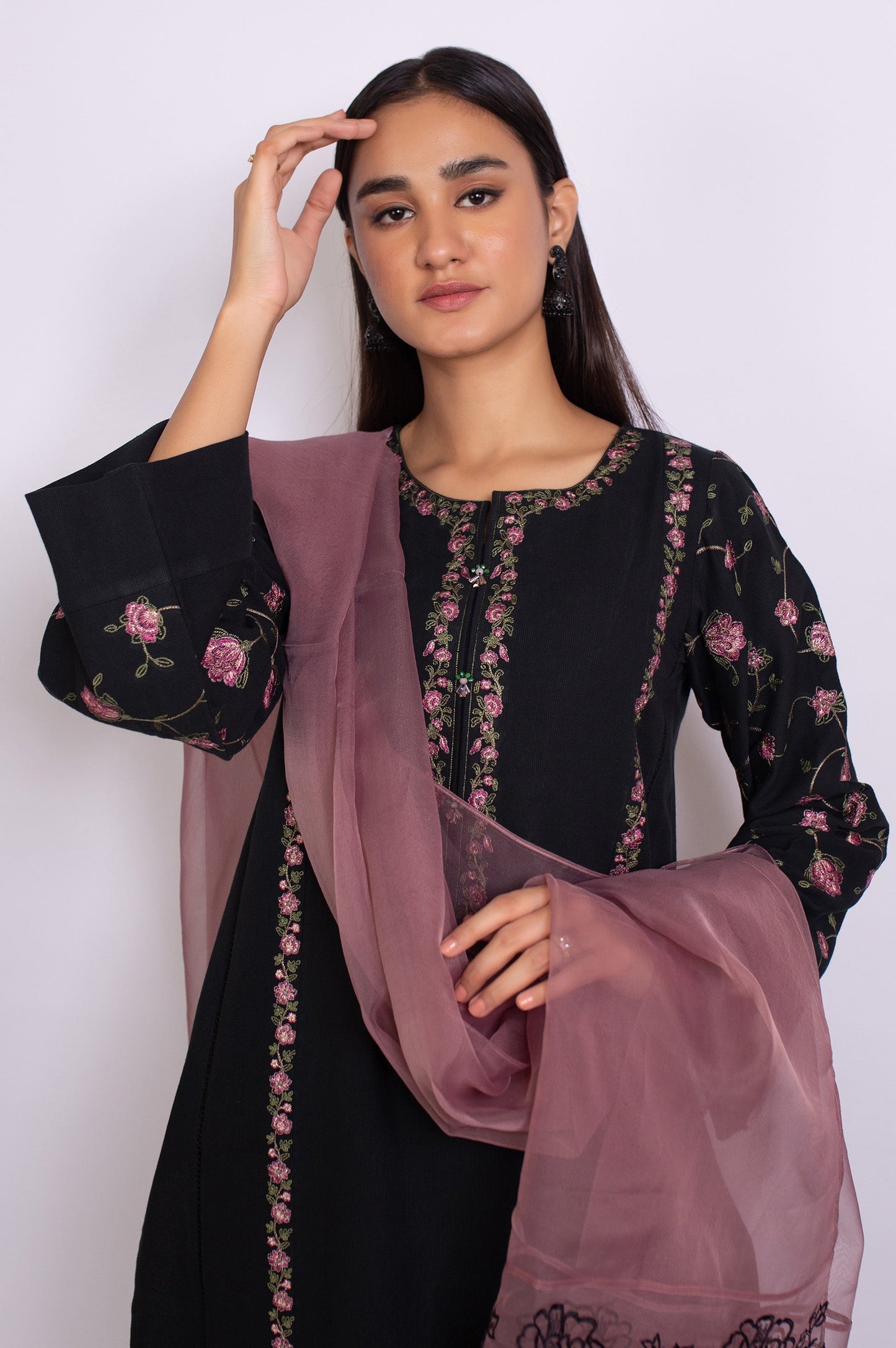 Stitched 3 Piece Satin Jacquard Suit