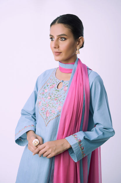 Stitched 3 Piece Embroidered Cambric Suit