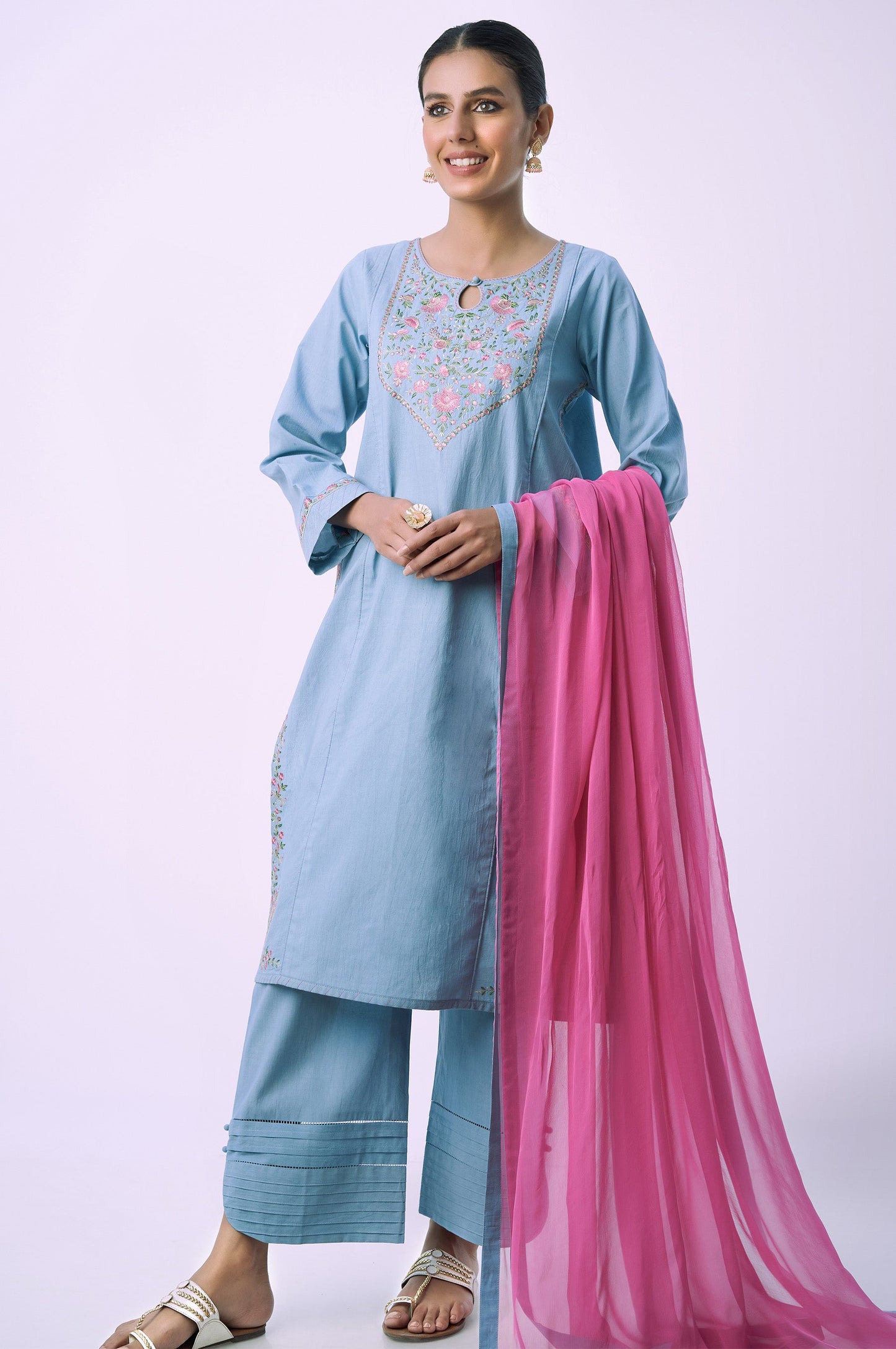 Stitched 3 Piece Embroidered Cambric Suit