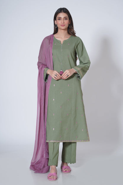 Stitched 3 Piece Embroidered Cambric Suit