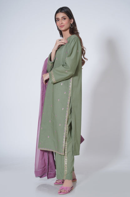 Stitched 3 Piece Embroidered Cambric Suit