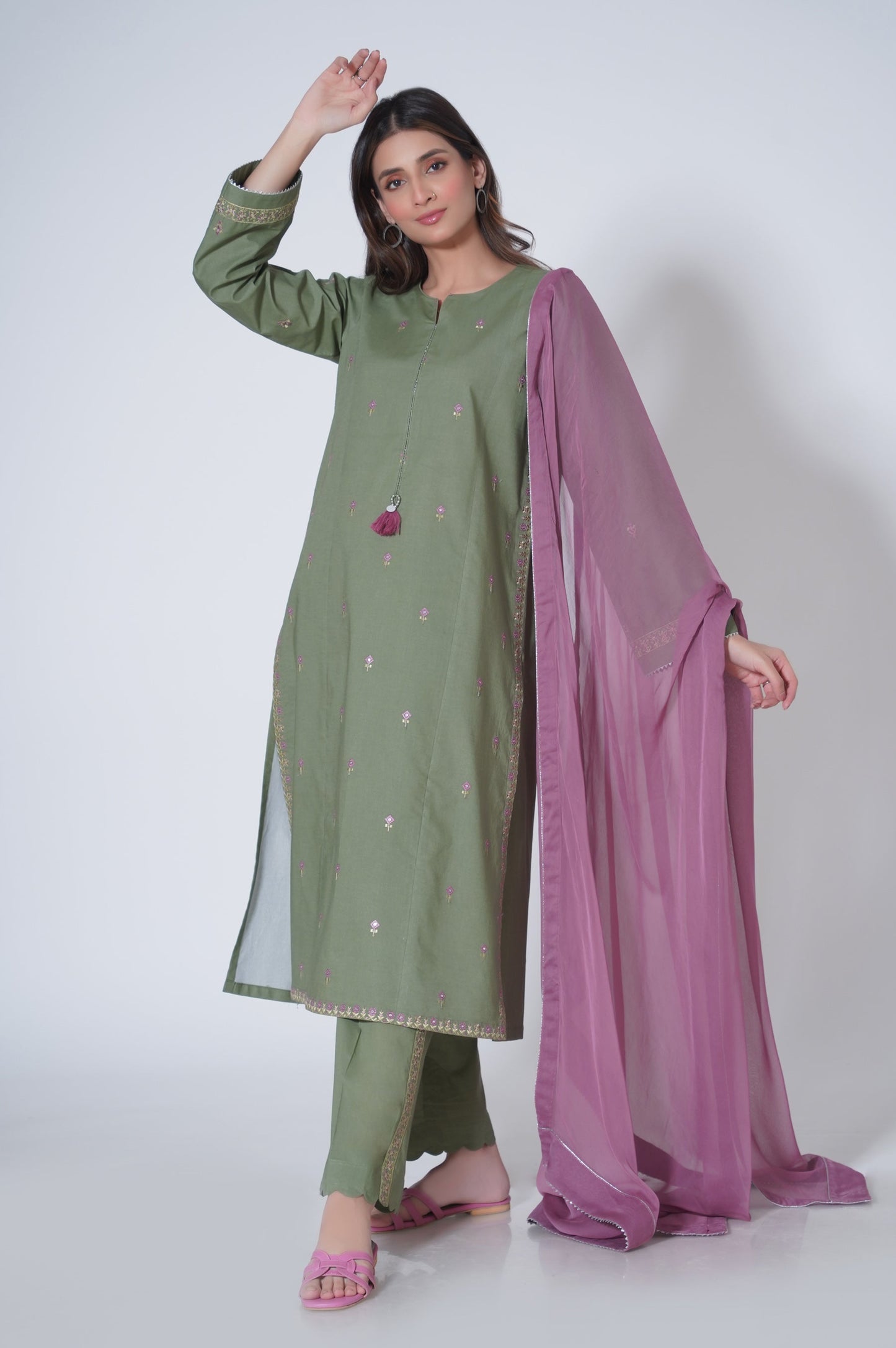 Stitched 3 Piece Embroidered Cambric Suit