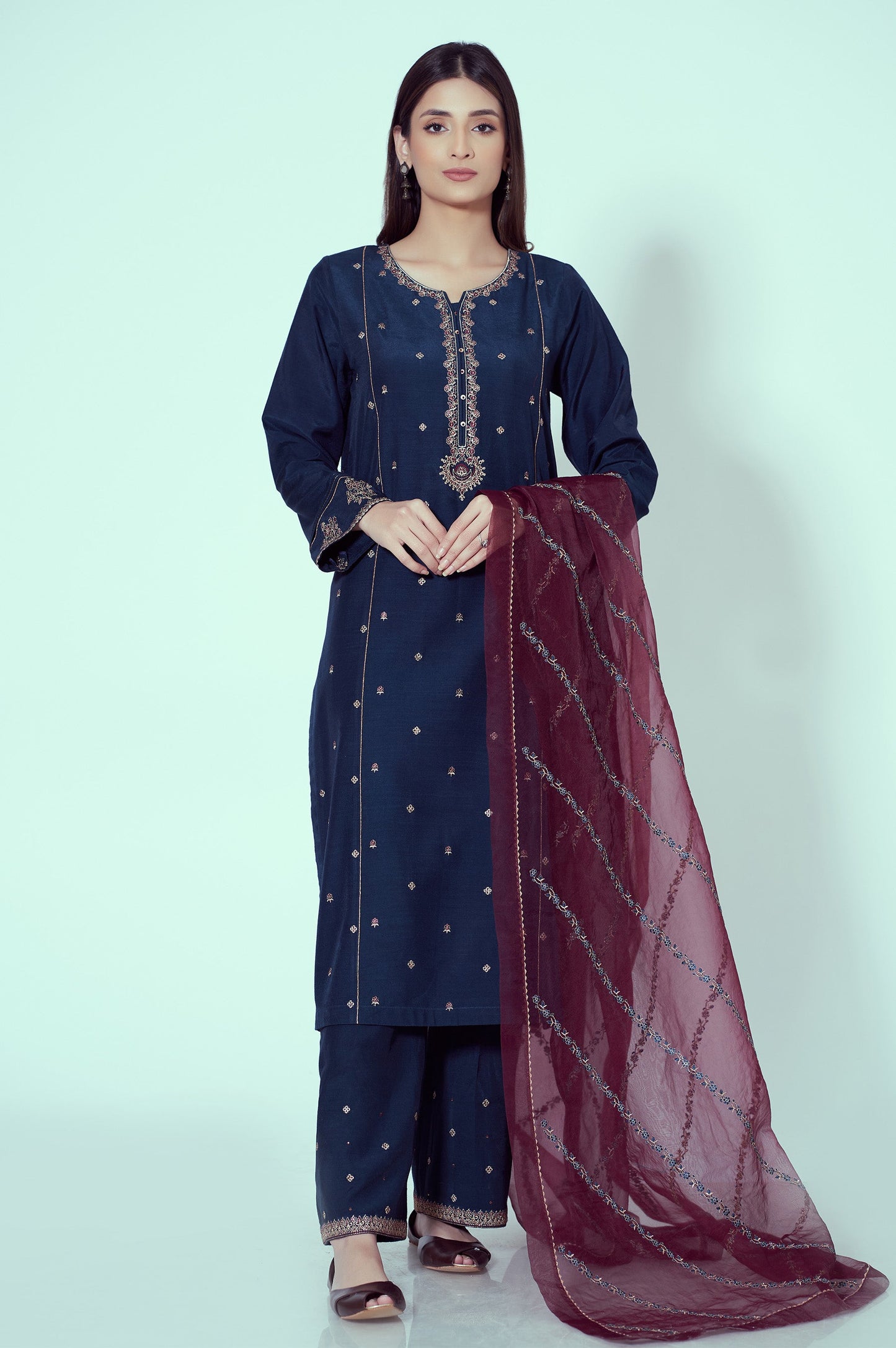 Stitched 3 Piece Embroidered Suit