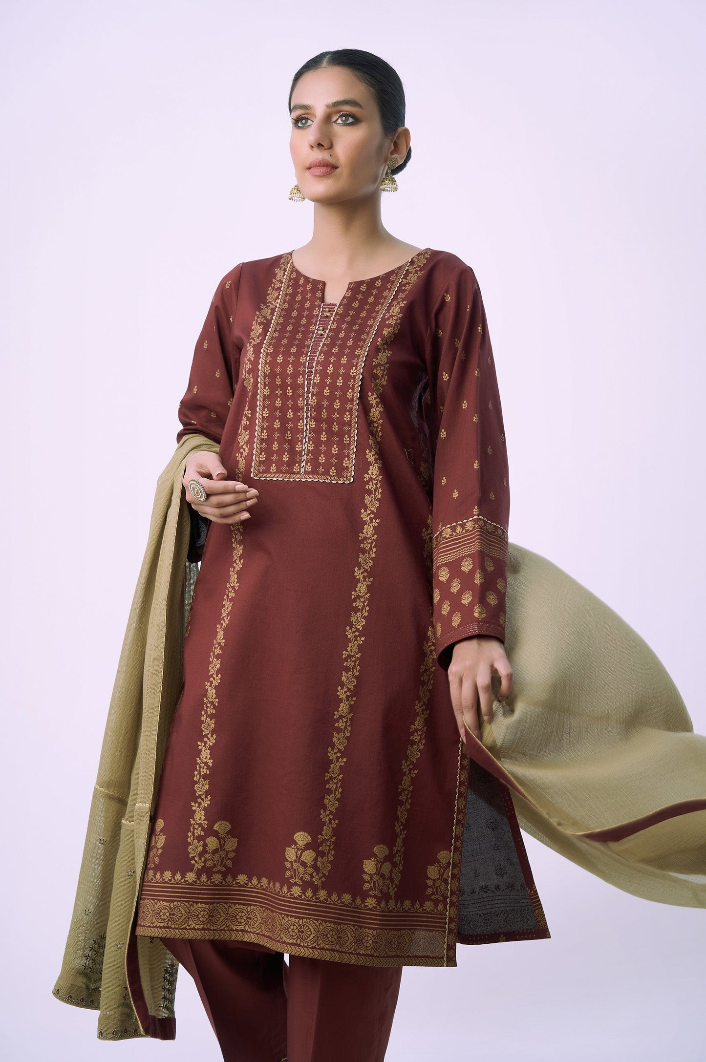 Stitched 3 Piece Printed Lawn Suit