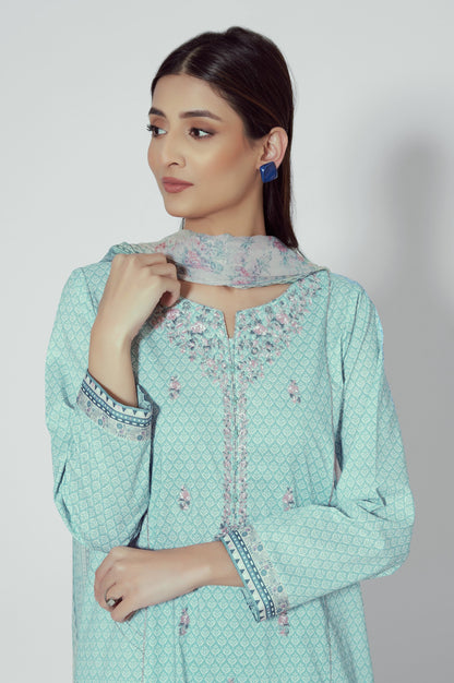 Stitched 3 Piece Printed Lawn Suit