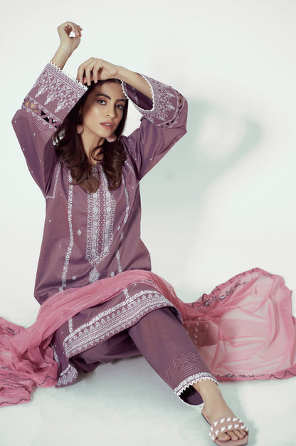 Stitched 3 Piece Puff Printed Lawn Suit