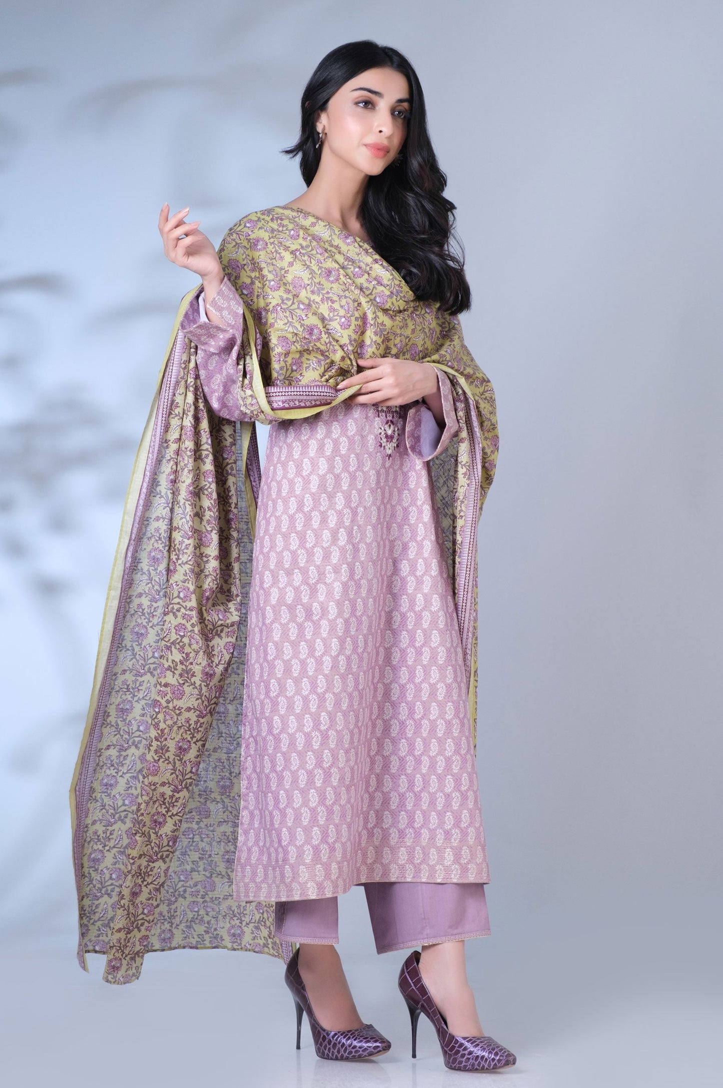 Stitched 3 Piece Printed Mysuri Lawn Suit