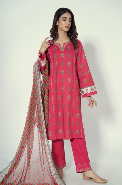 Stitched 3 Piece Printed Lawn Suit