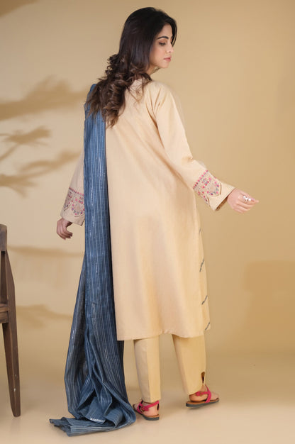 Stitched 3 Piece Embroidered Jacquard Suit