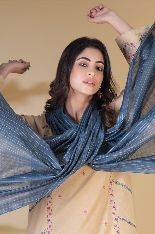 Stitched 3 Piece Embroidered Jacquard Suit