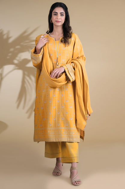 Stitched 3 Piece Embroidered Jacquard Suit