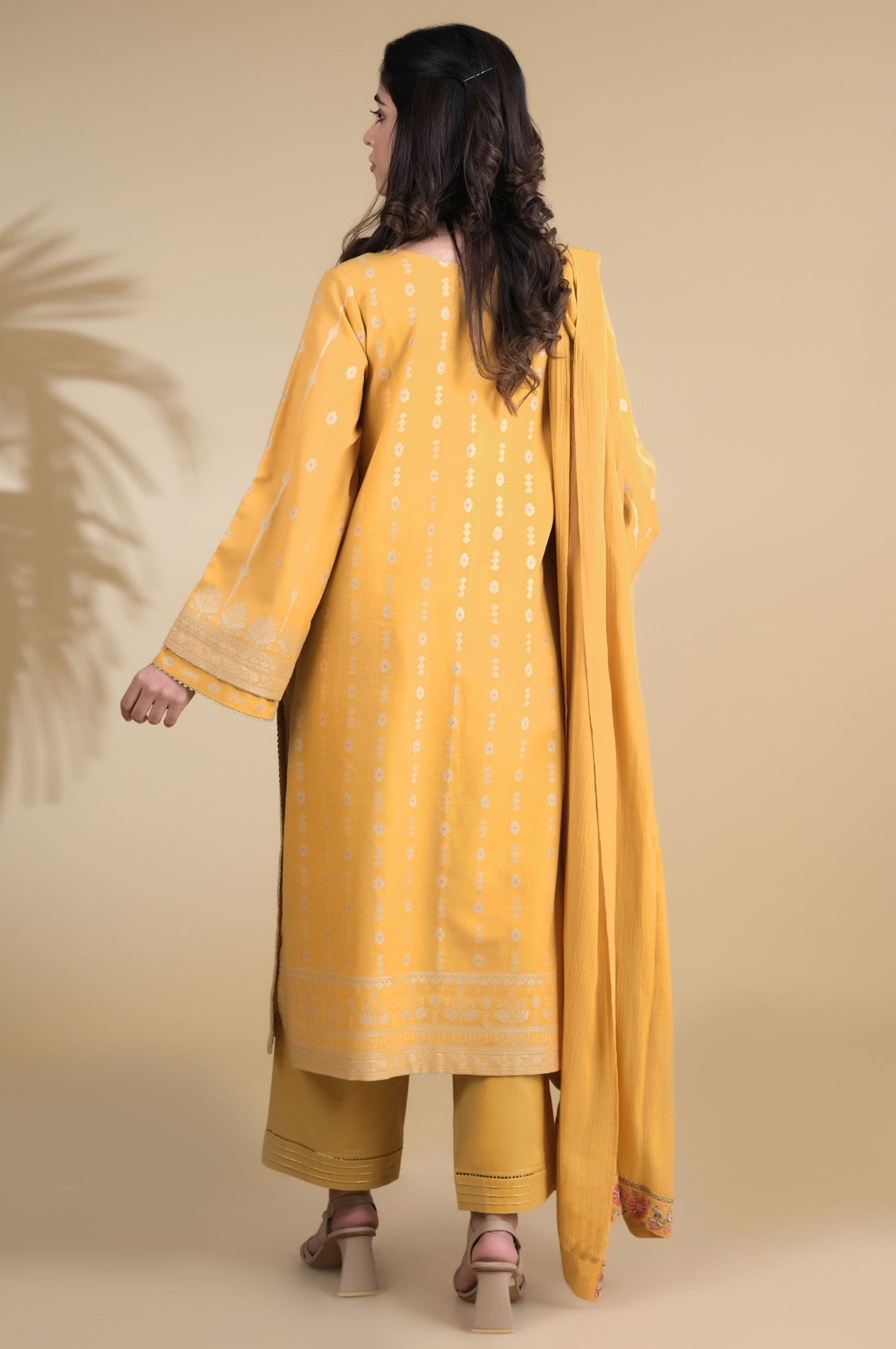 Stitched 3 Piece Embroidered Jacquard Suit