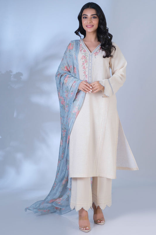 Stitched 3 Piece Embroidered Suit