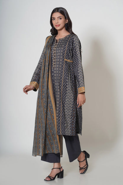 Stitched 3 Piece Printed Cambric Suit