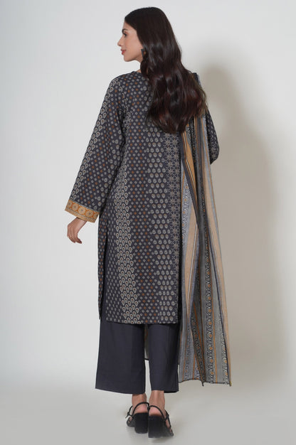 Stitched 3 Piece Printed Cambric Suit