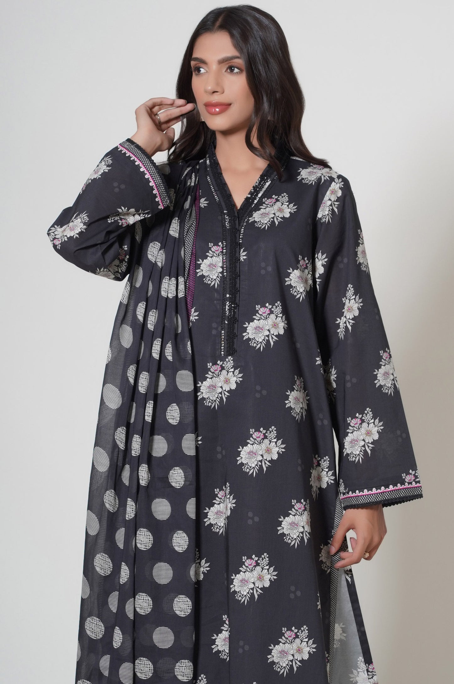 Stitched 3 Piece Printed Cambric Suit