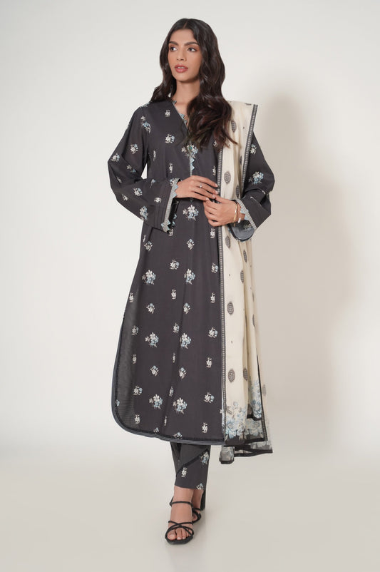 Stitched 3 Piece Printed Cambric Suit