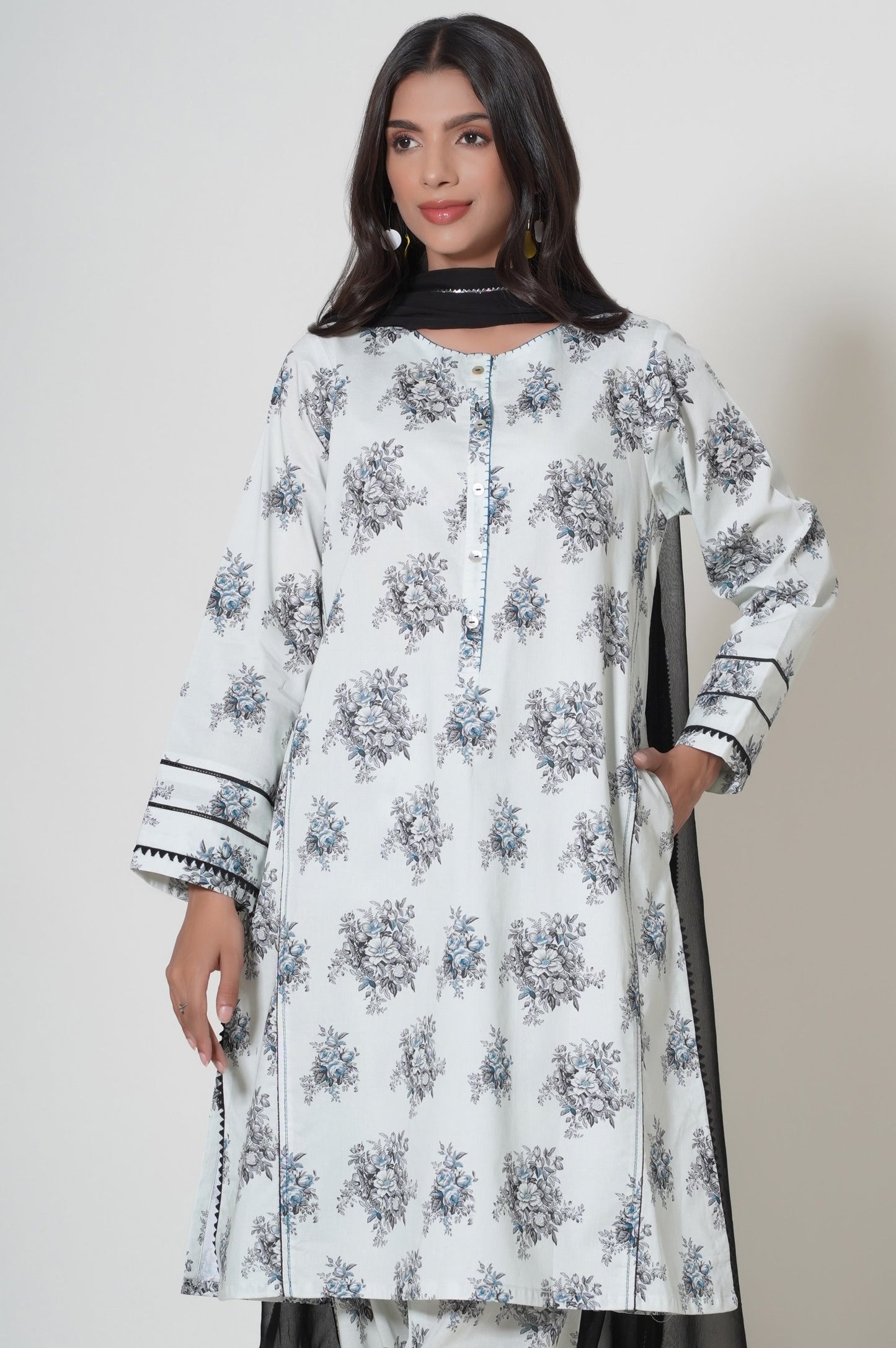 Stitched 3 Piece Printed Cambric Suit