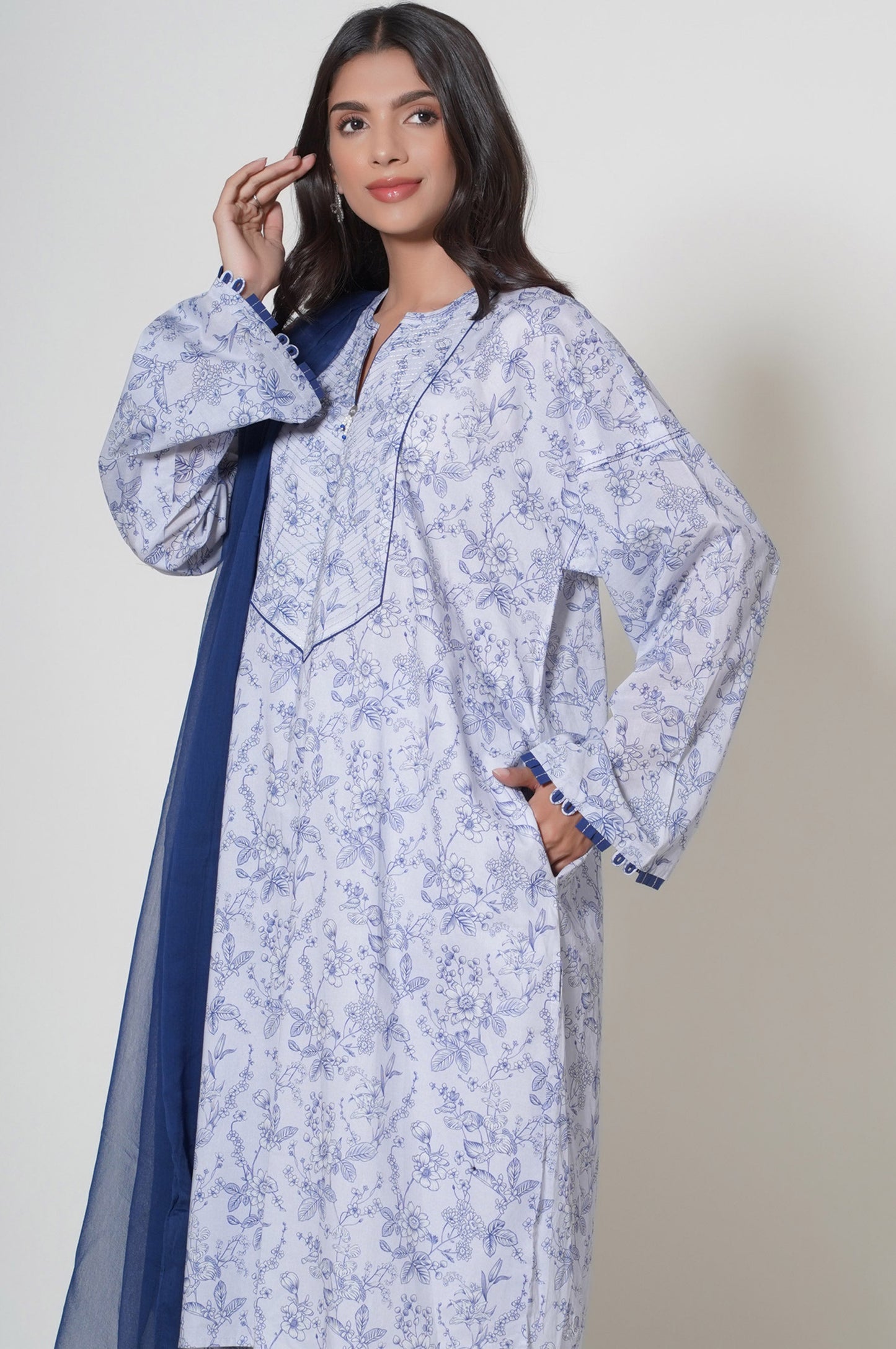 Stitched 3 Piece Printed Cambric Suit