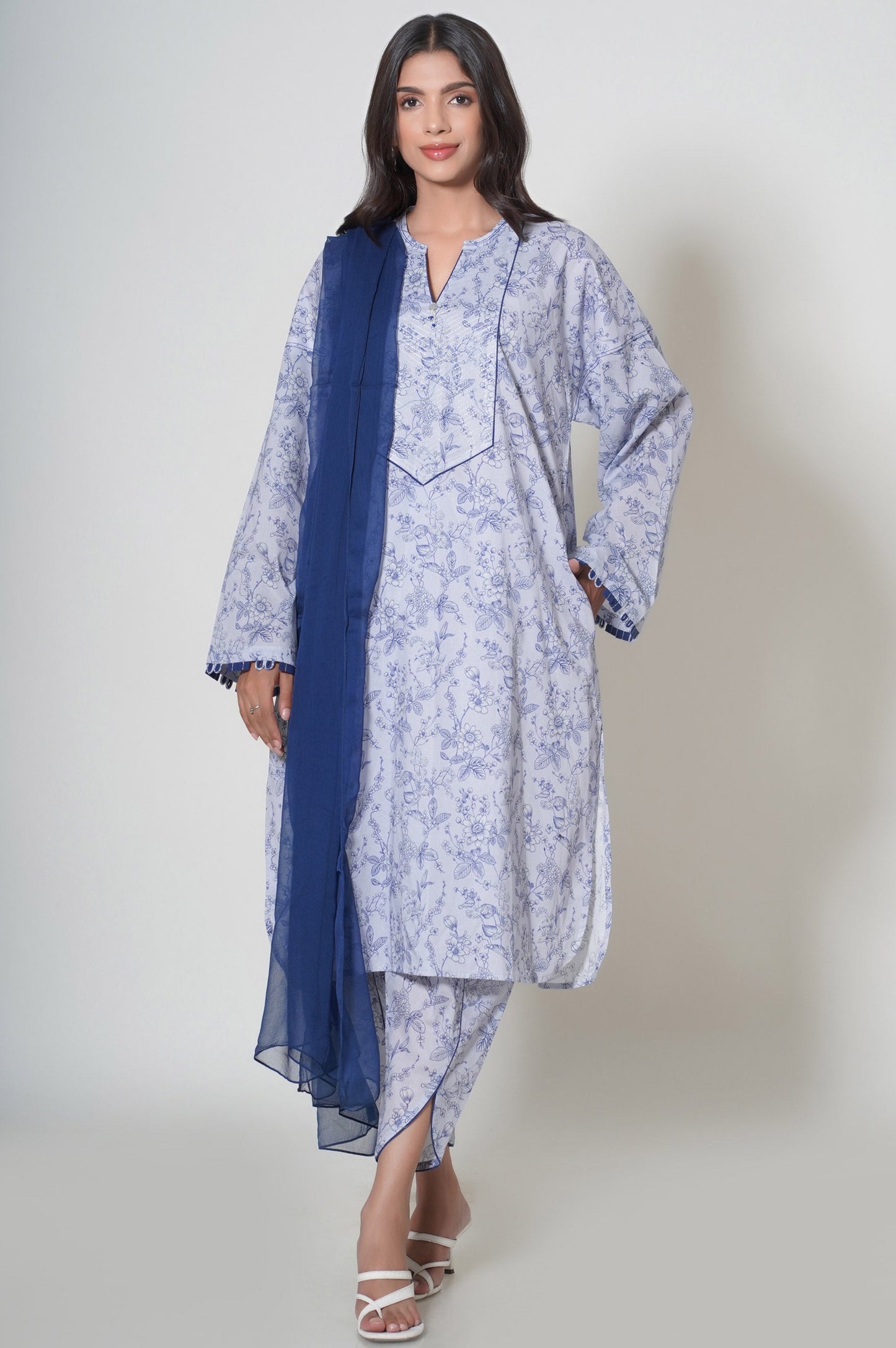 Stitched 3 Piece Printed Cambric Suit