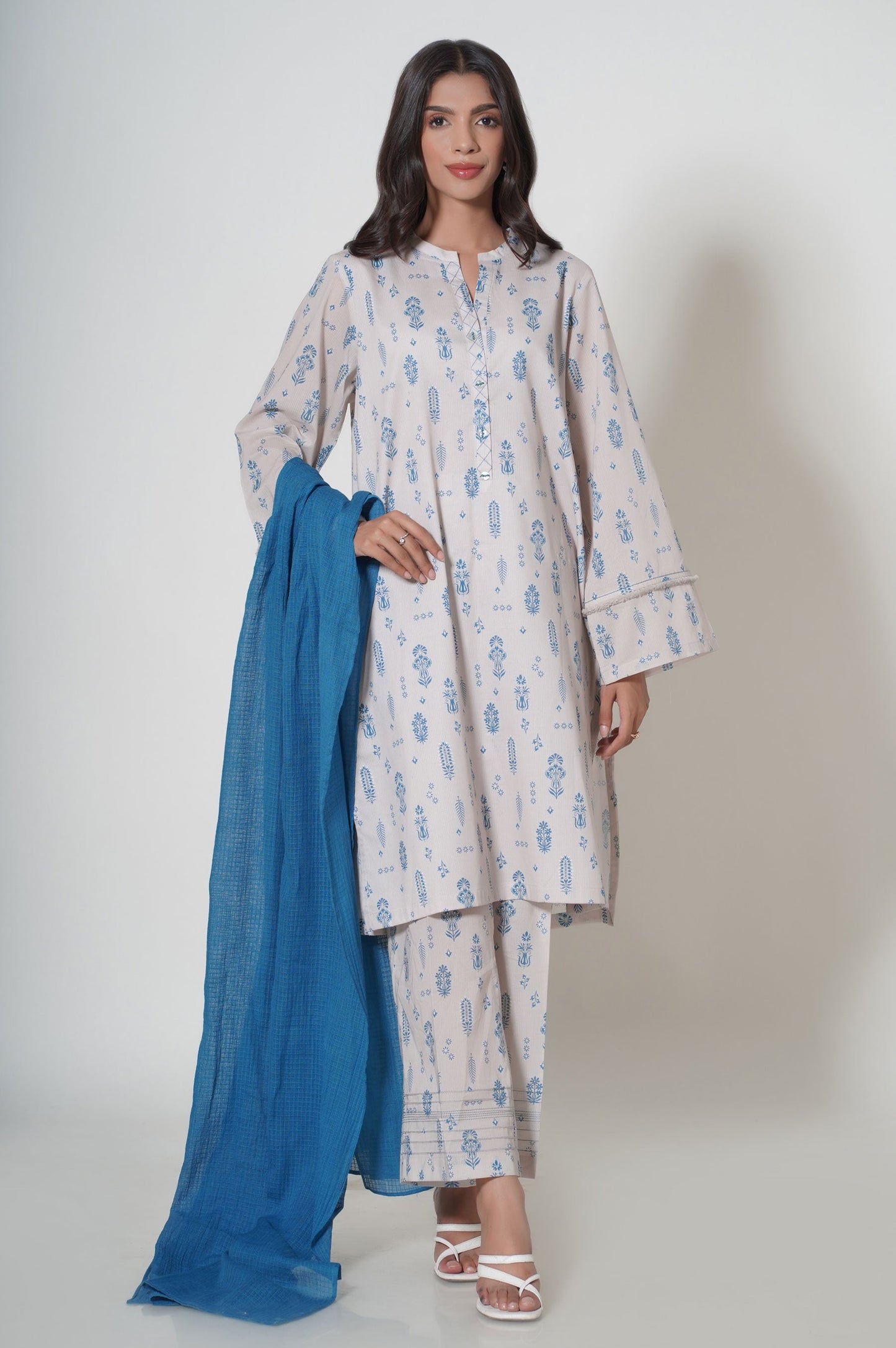 Stitched 3 Piece Printed Cambric Suit