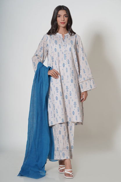 Stitched 3 Piece Printed Cambric Suit