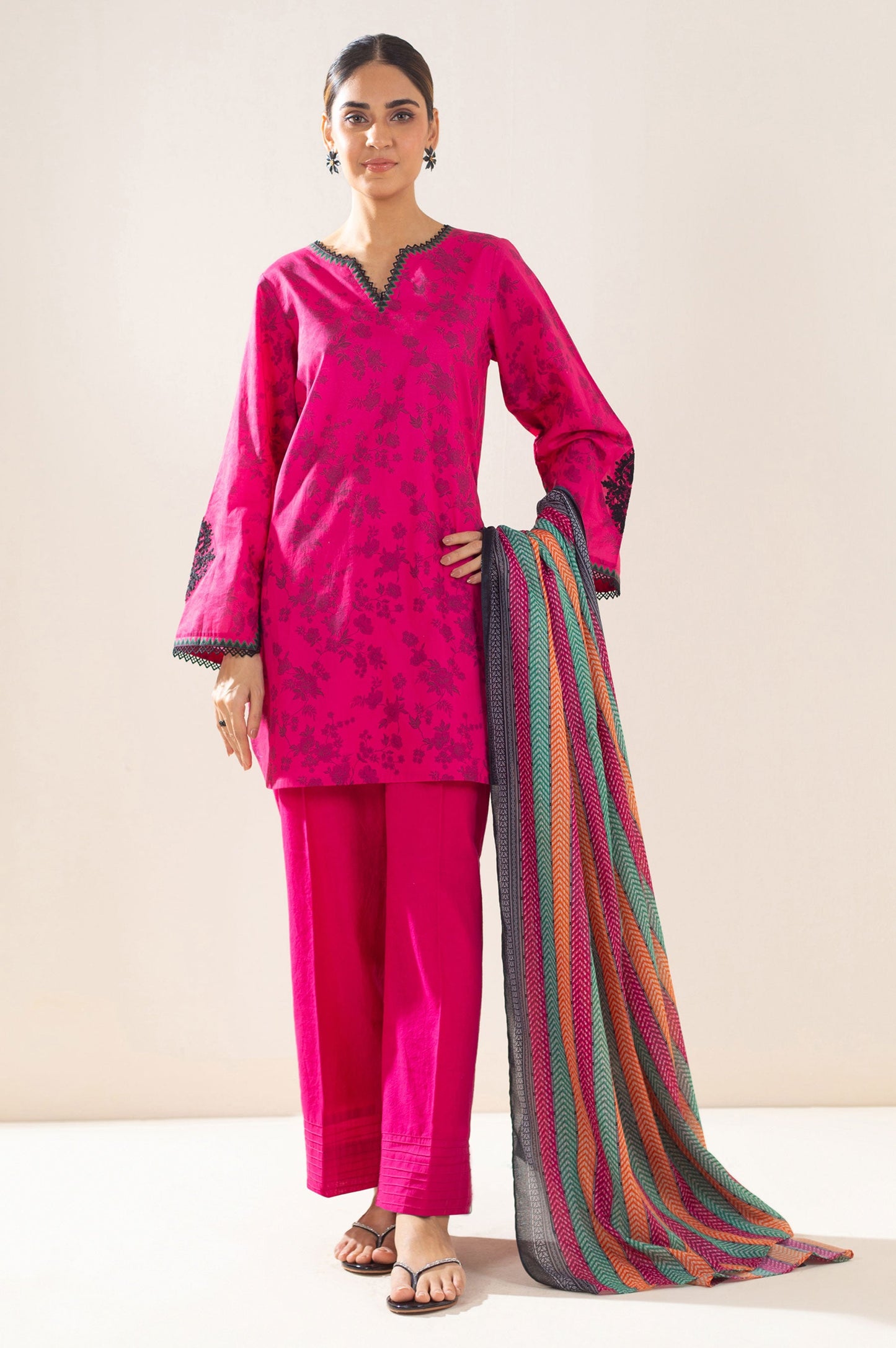 Stitched 3 Piece Embroidered Lawn Suit