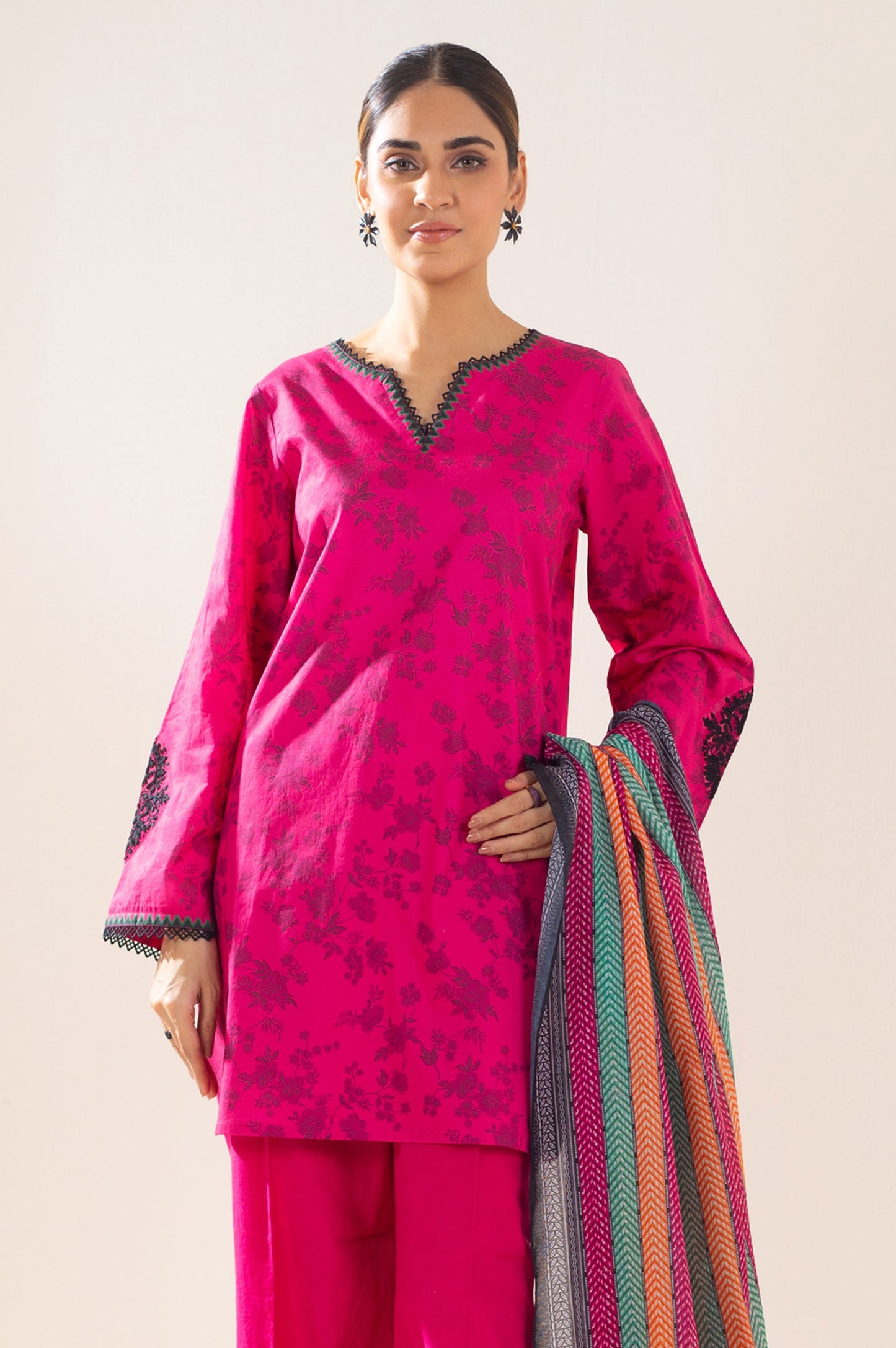Stitched 3 Piece Embroidered Lawn Suit