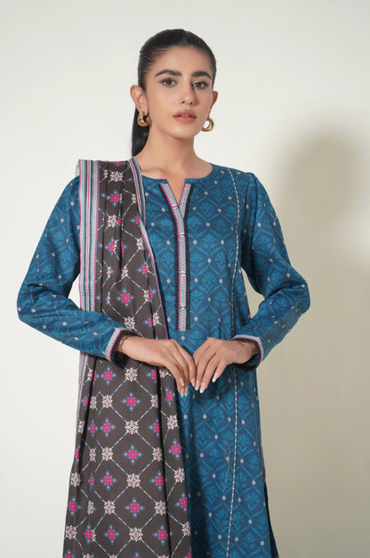 Stitched 3 Piece Printed Cottel Suit