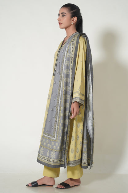 Stitched 3 Piece Printed Cottel Suit