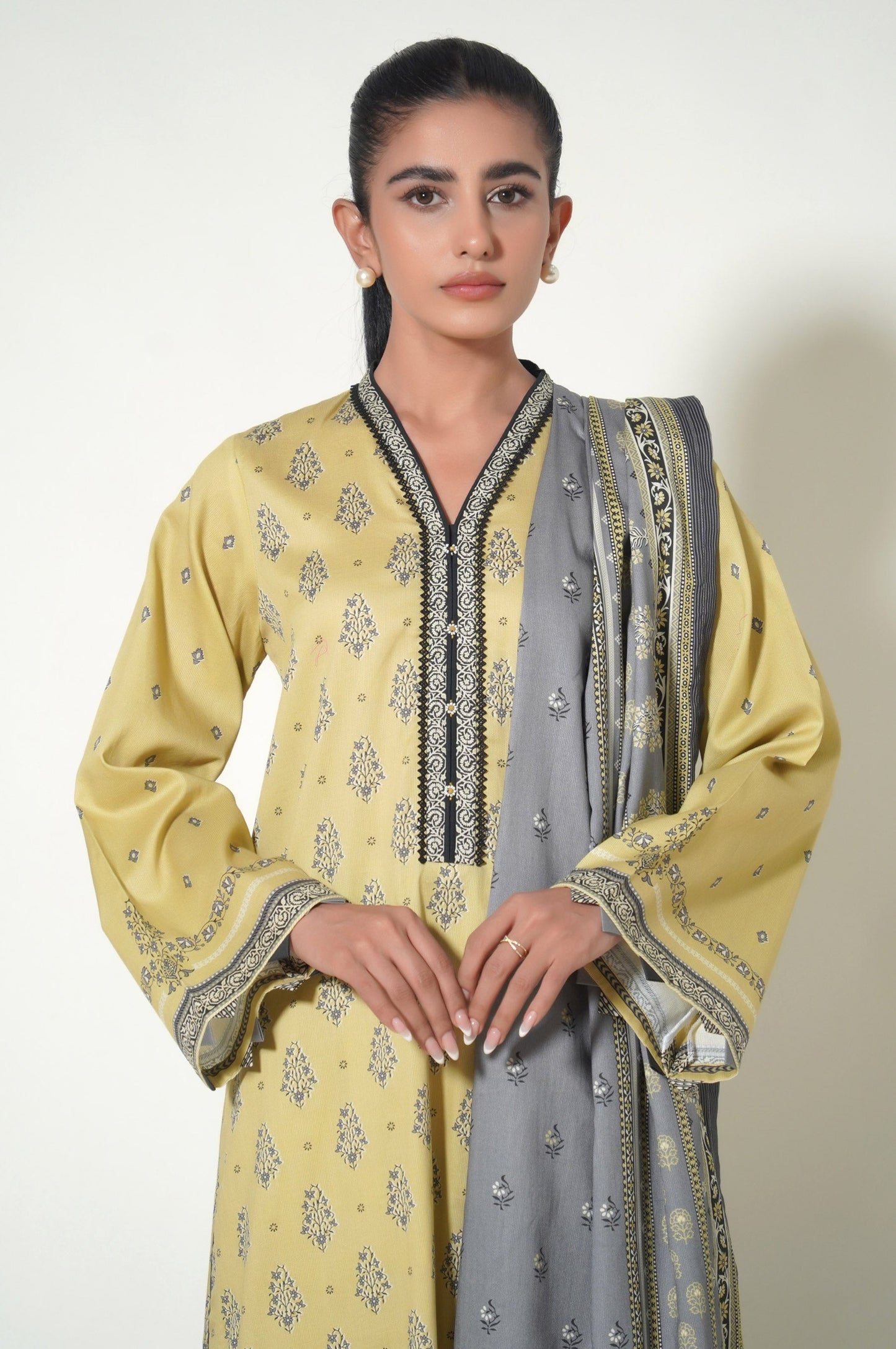 Stitched 3 Piece Printed Cottel Suit