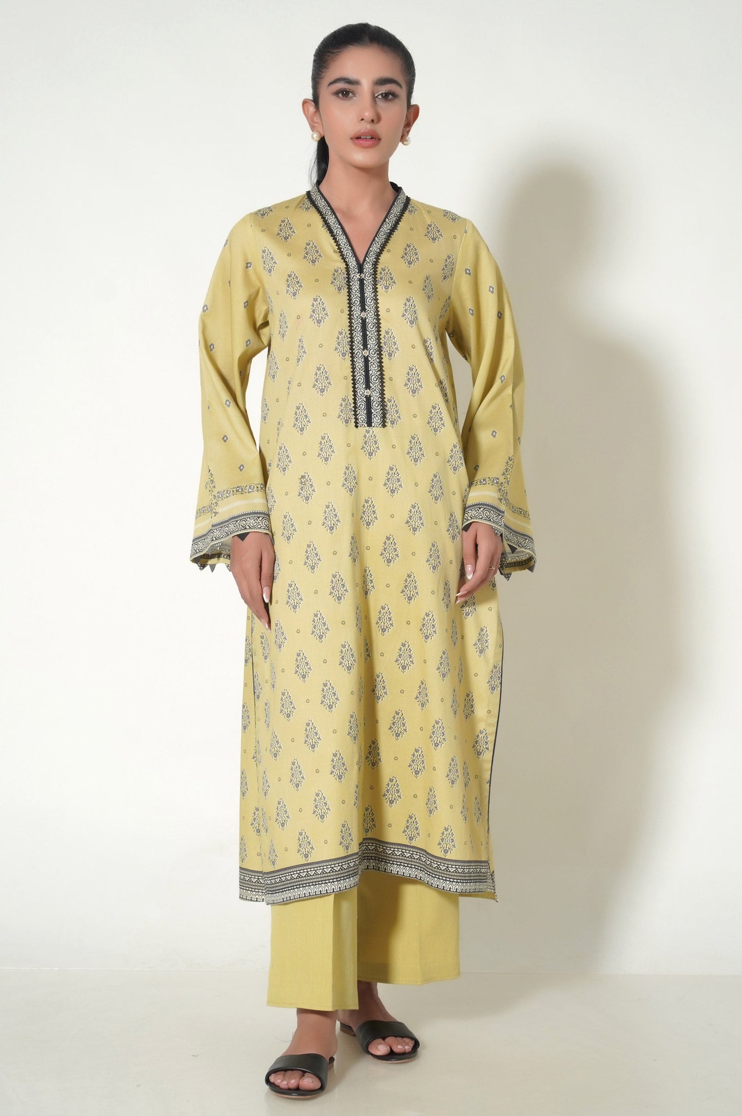 Stitched 3 Piece Printed Cottel Suit