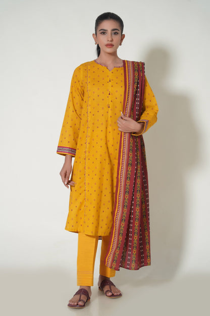 Stitched 3 Piece Printed Khaddar Suit