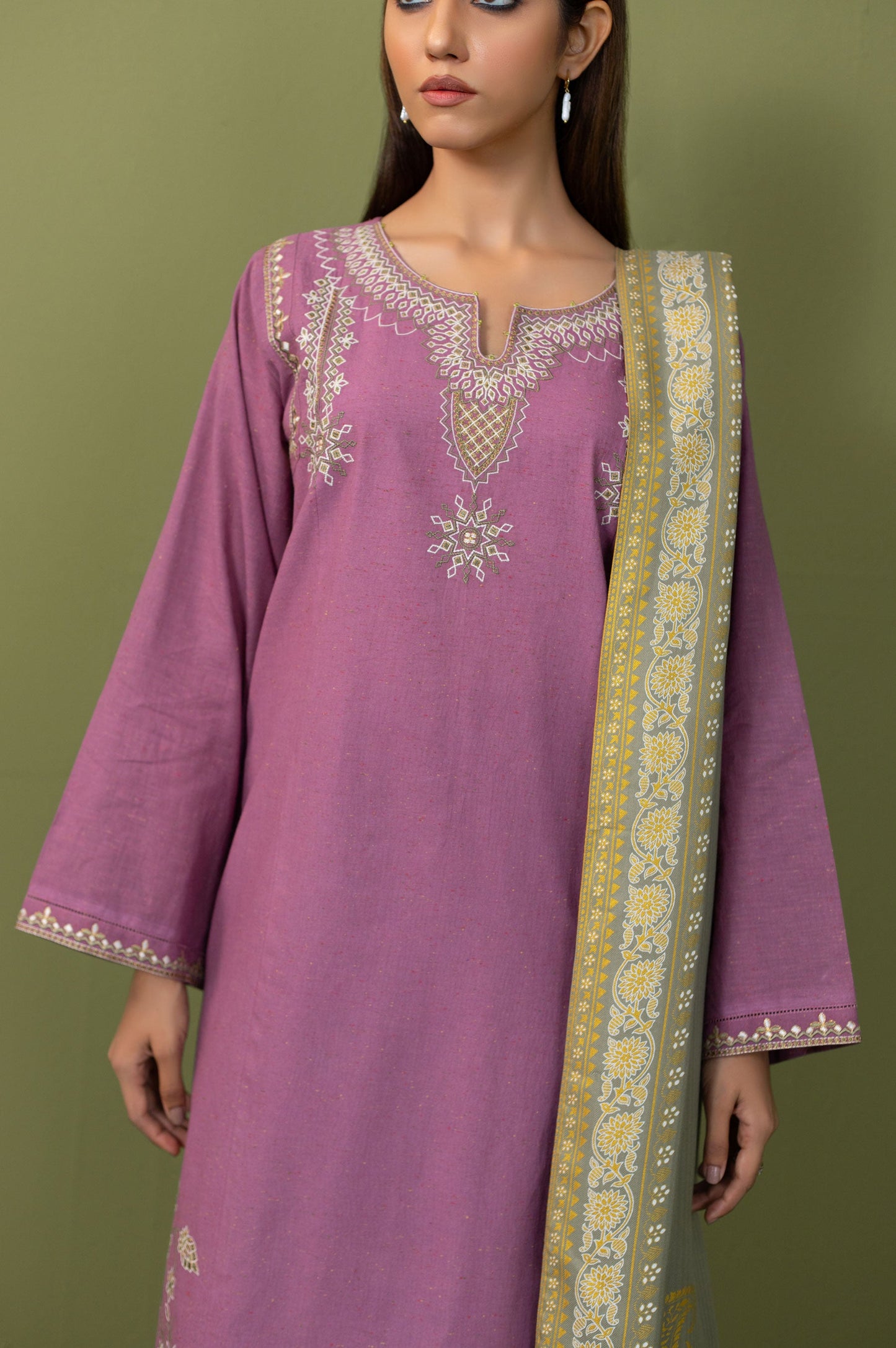 Stitched 3 Piece Embroidered Multi Neps Suit