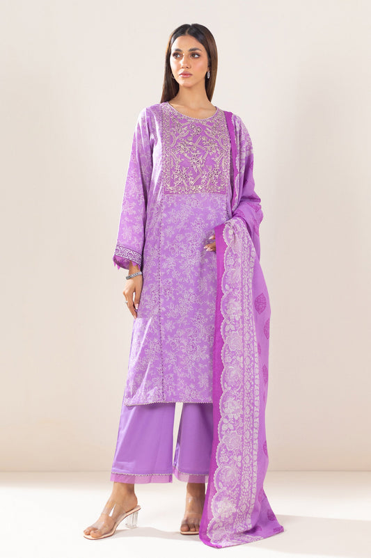 Stitched 3 Piece Embroidered Lawn Suit