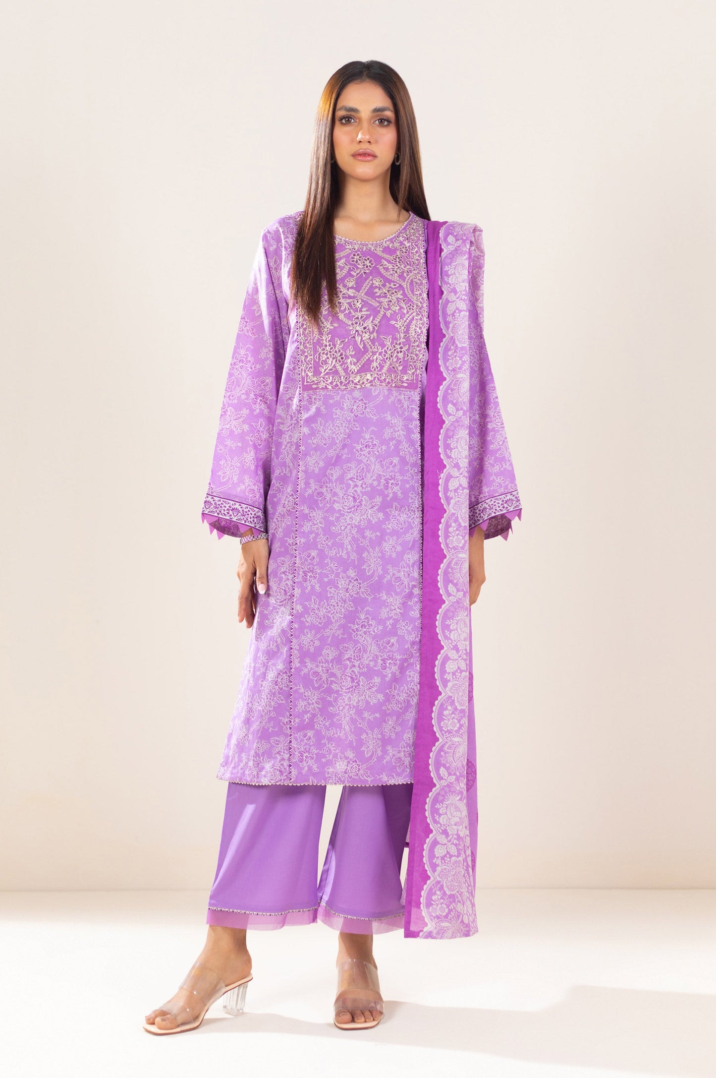 Stitched 3 Piece Embroidered Lawn Suit