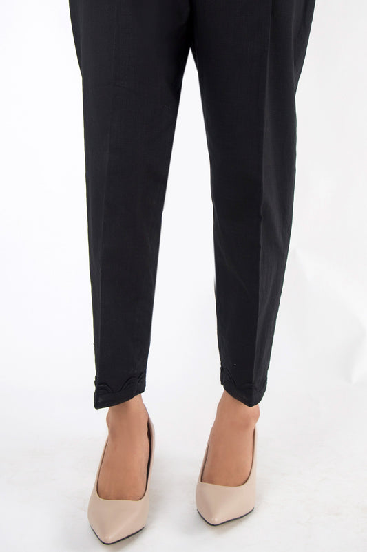 Embellished Cotton Slub Pants - Black